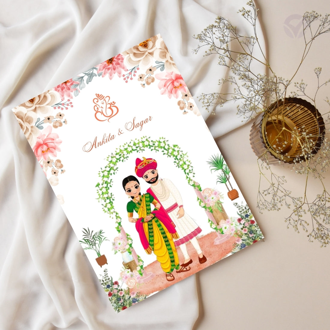 Marathi Wedding Invitation 2 Page Editable Canva Template Traditional Indian Wedding Card Instant Digital Download