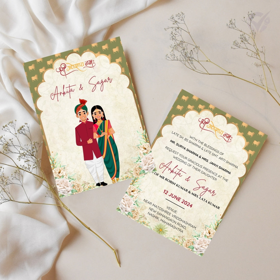Marathi Wedding Invitation Wording 2 Page Digital Canva Template Editable Wedding Invite Instant Download