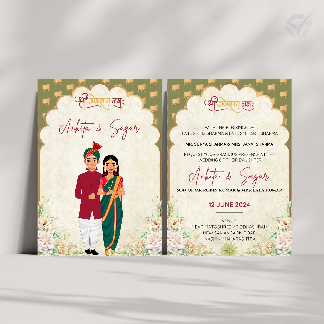 Marathi Wedding Invitation Wording 2 Page Digital Canva Template Editable Wedding Invite Instant Download