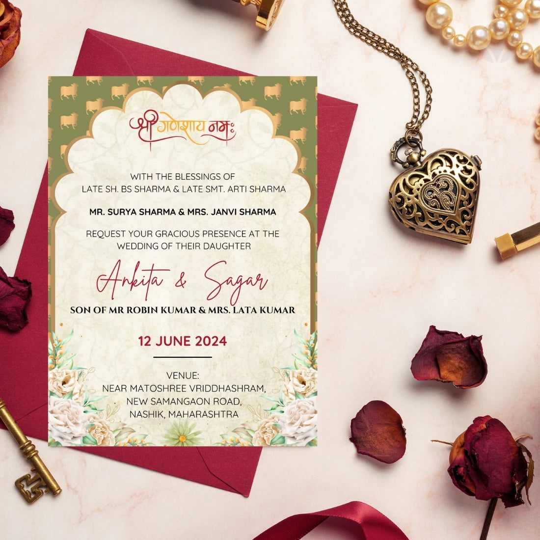 Marathi Wedding Invitation Wording 2 Page Digital Canva Template Editable Wedding Invite Instant Download