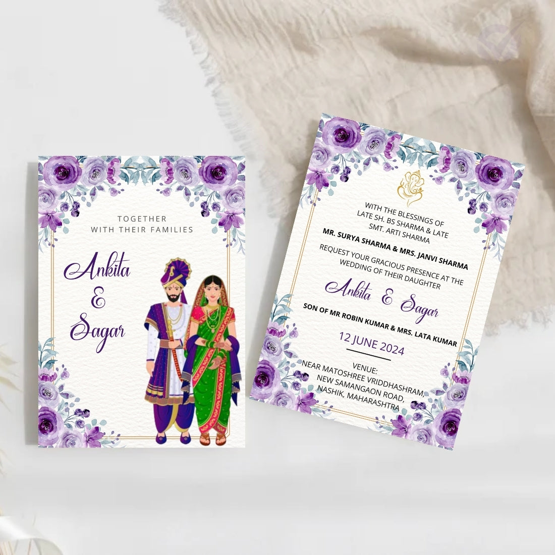 Marathi Invitation Card for Wedding 2 Page Editable Canva Template Digital Download Only
