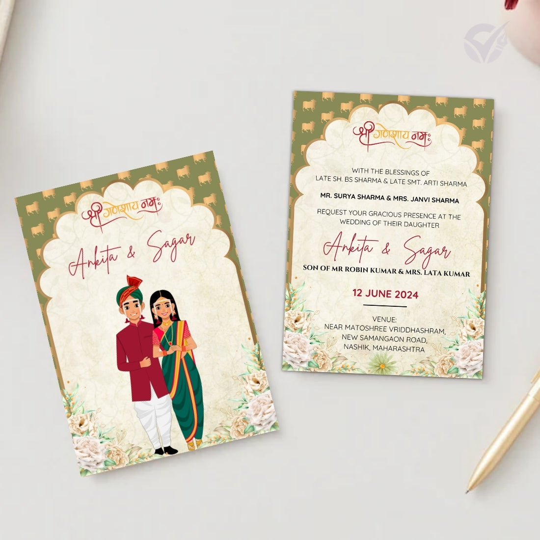 Marathi Wedding Invitation Wording 2 Page Digital Canva Template Editable Wedding Invite Instant Download