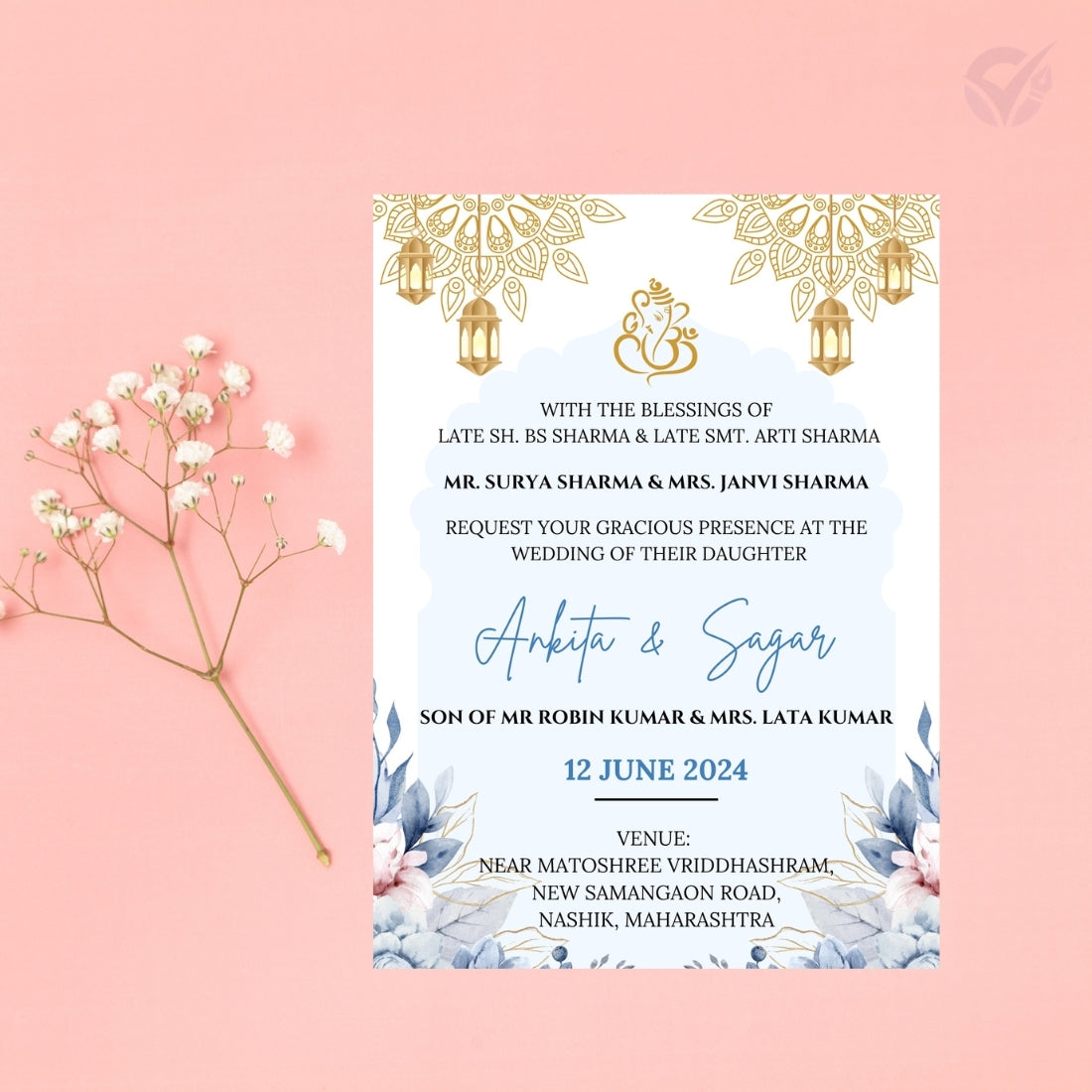 Wedding Invitation Card 2 Page Marathi Theme Editable Canva Template Digital Download