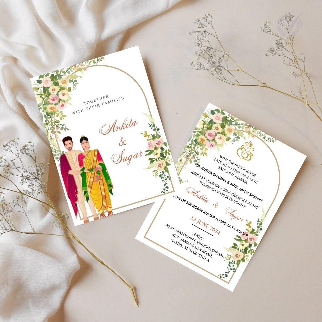 Marathi Wedding Invite Template 2 Page Editable Canva Design Digital Download