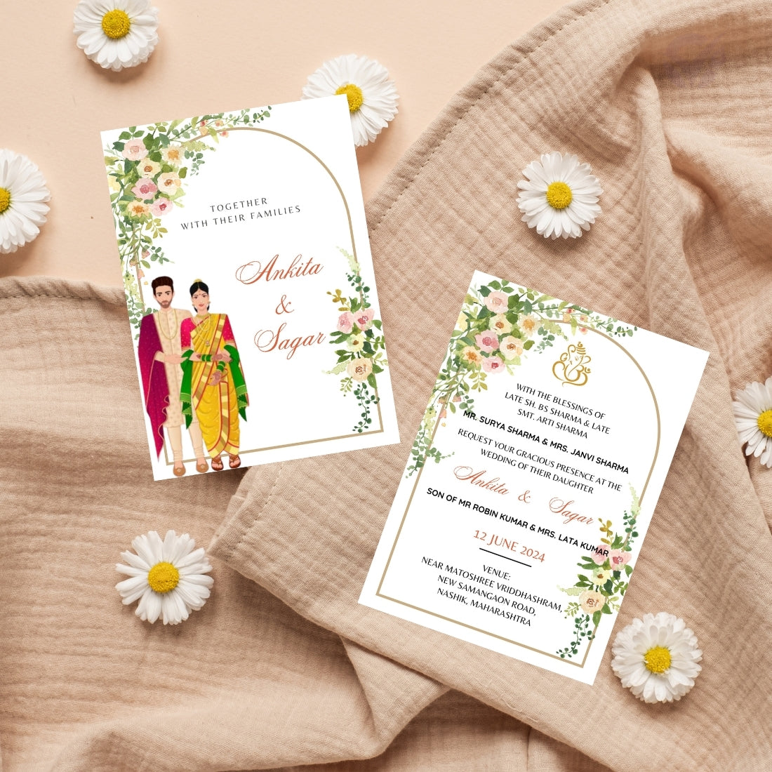 Marathi Wedding Invite Template 2 Page Editable Canva Design Digital Download