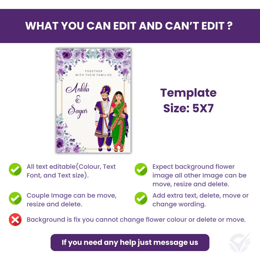 Marathi Invitation Card for Wedding 2 Page Editable Canva Template Digital Download Only