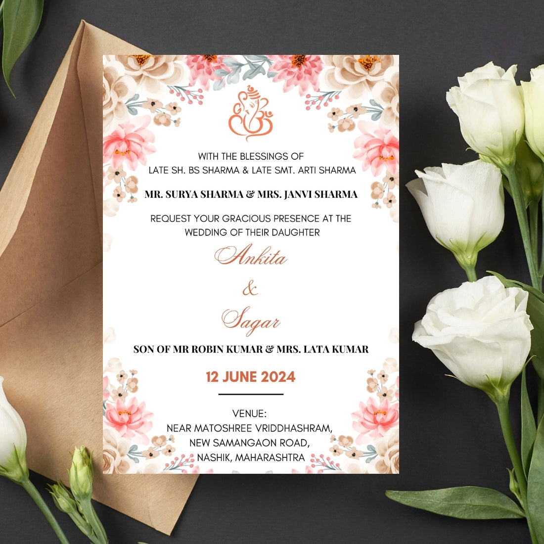 Marathi Wedding Invitation 2 Page Editable Canva Template Traditional Indian Wedding Card Instant Digital Download