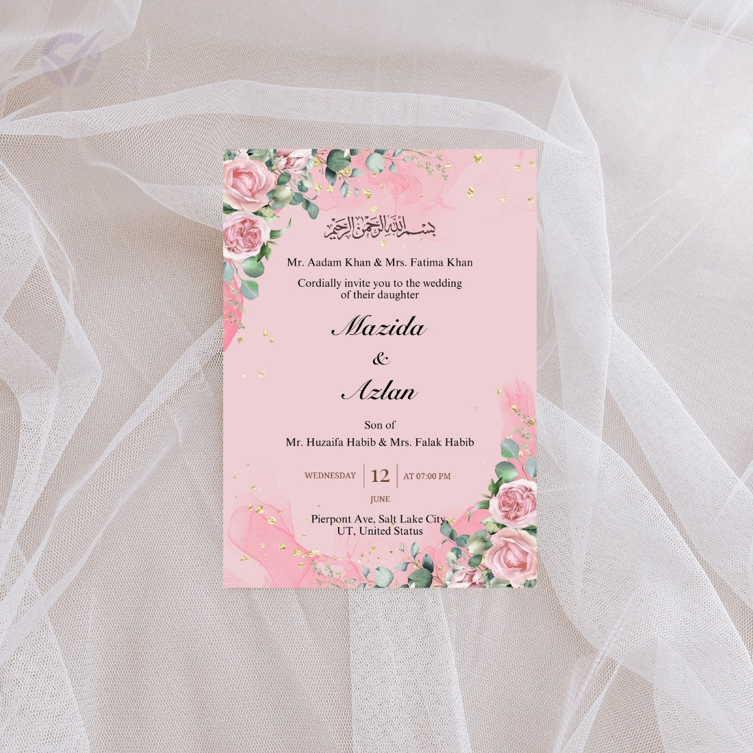 Muslim Wedding Invitation 2 Page Editable Canva Template Islamic Nikah Card Design Digital Download