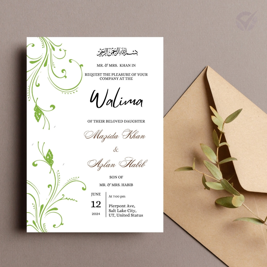 Muslim Wedding Invitation Template 6 Editable Canva Cards Mehndi, Dholki, Baraat, Nikkah, Walima, Mayoun Digital Download