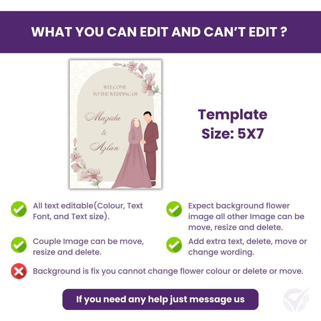 Muslim Wedding Invitation Cards 2 Page Editable Canva Template Digital Download