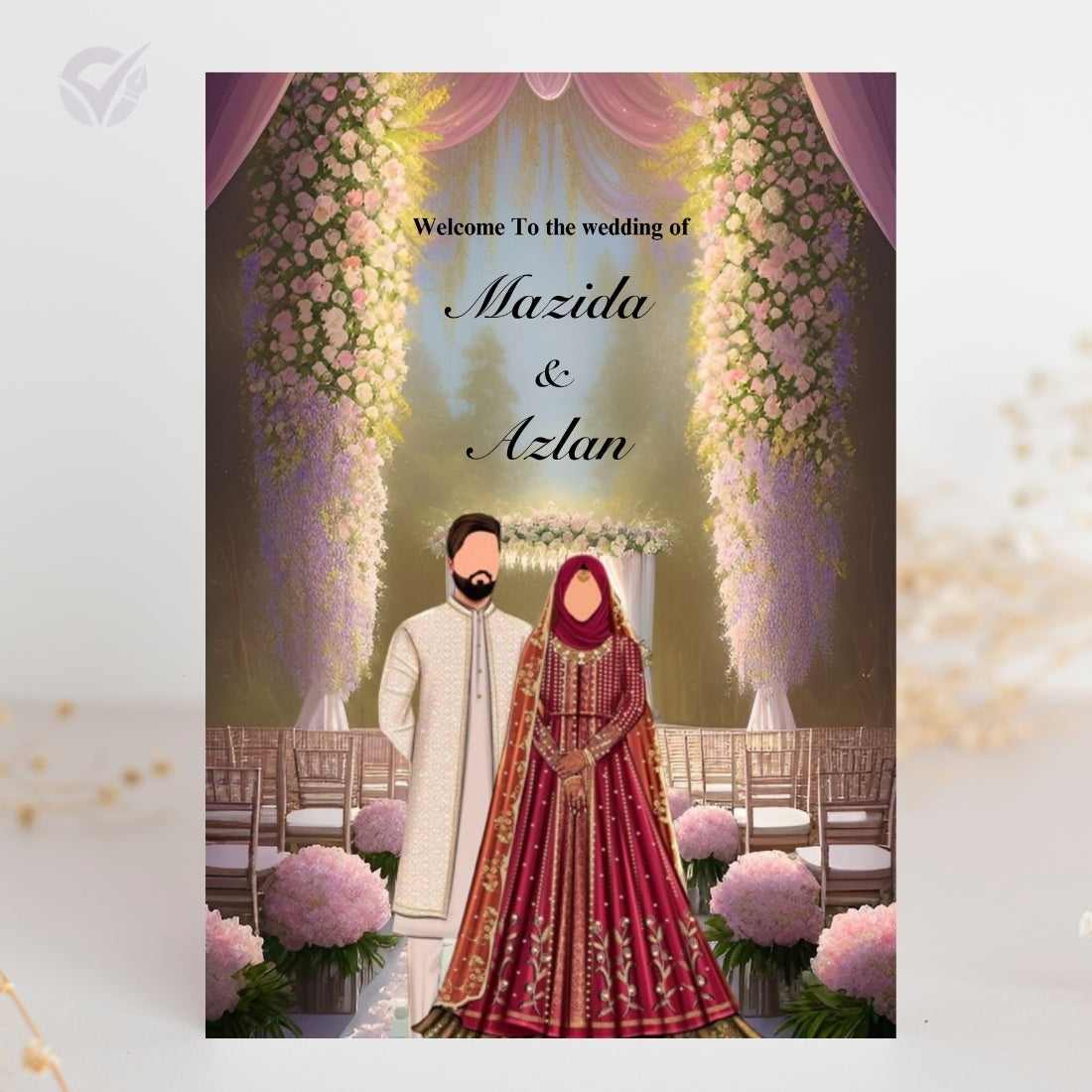 Muslim Wedding Invitation 2 Page Editable Canva Template Islamic Nikah Card Design Digital Download