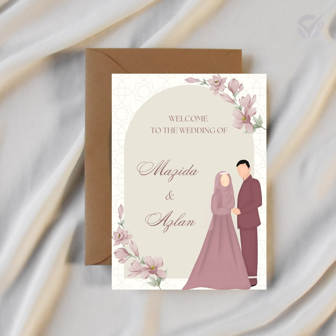 Muslim Wedding Invitation Cards 2 Page Editable Canva Template Digital Download
