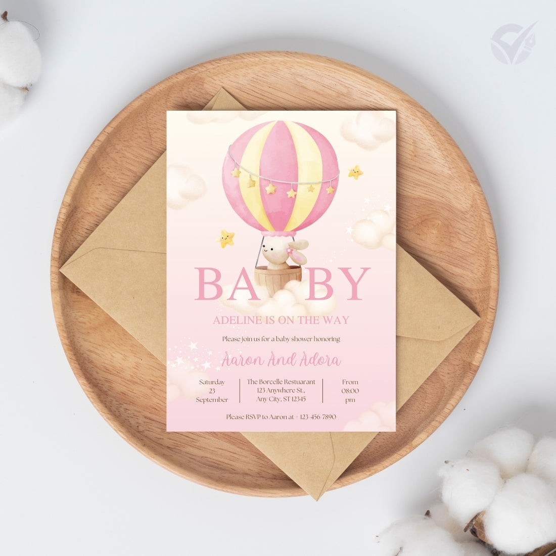 Baby Shower Invitation for Girl Editable Canva Template Pink Baby Shower Invite Instant Digital Download