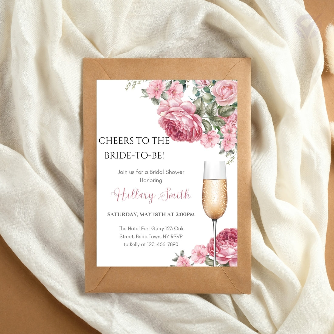 Printable Bridal Shower Invitations Editable Canva Template 5x7 Digital Download
