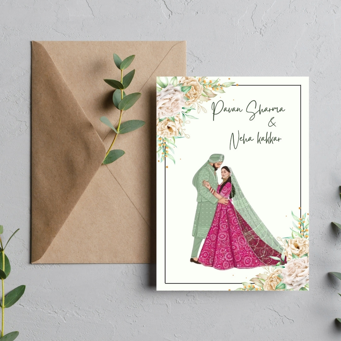 Sikh Wedding Card Invitations – Punjabi Theme 2-Card Editable Canva Template