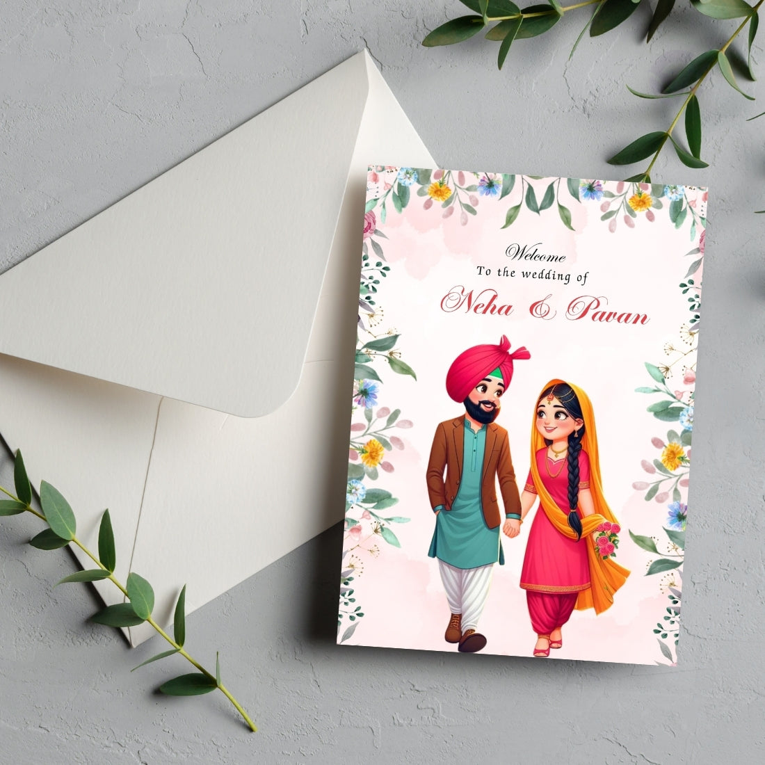 Sikh Wedding Invitation Editable 2 Page Indian Wedding Card Template Punjabi Wedding Invitation Instant Download & Customizable in Canva
