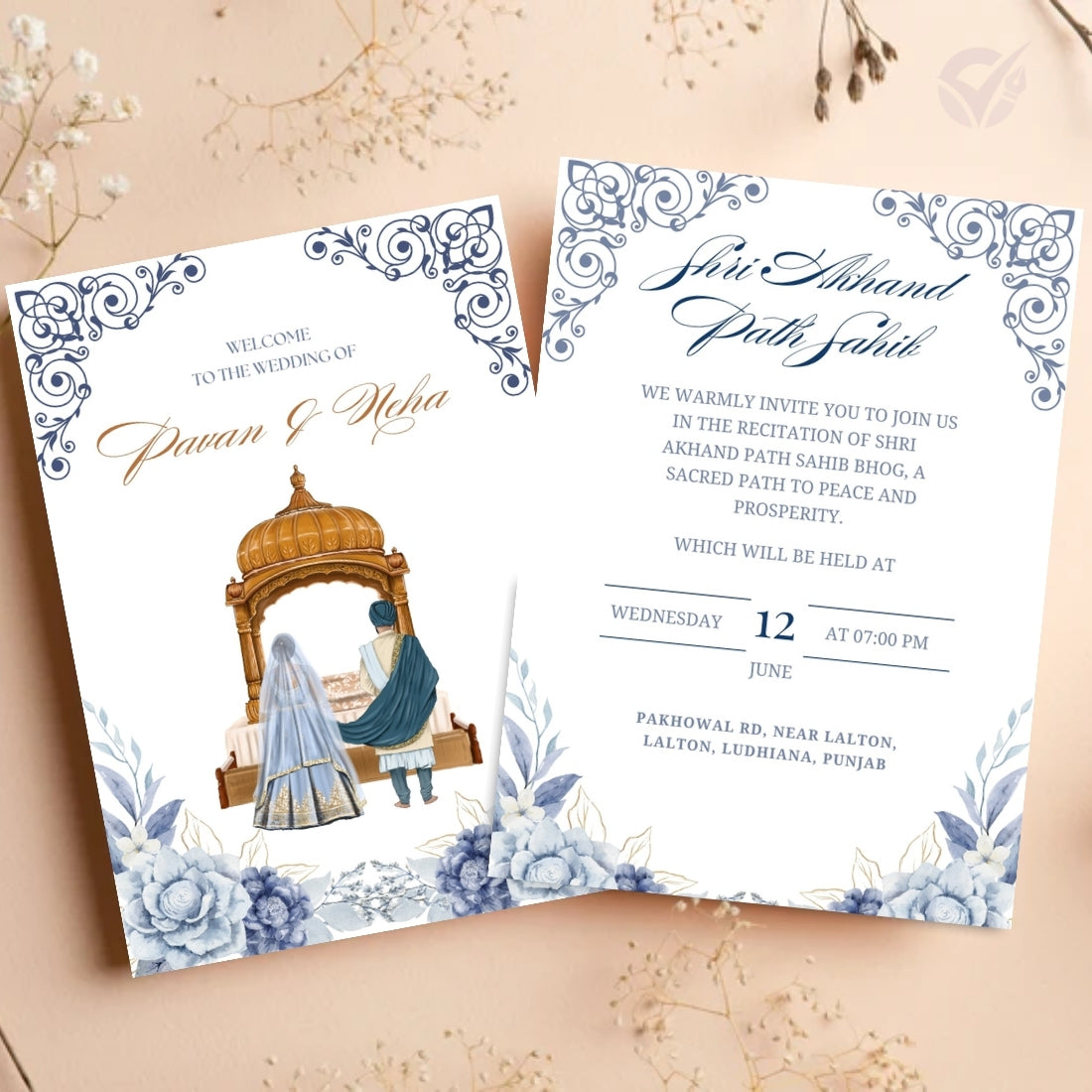 Sikh Wedding Invitations 8 Page Editable Canva Template Suite Punjabi Style Digital Download