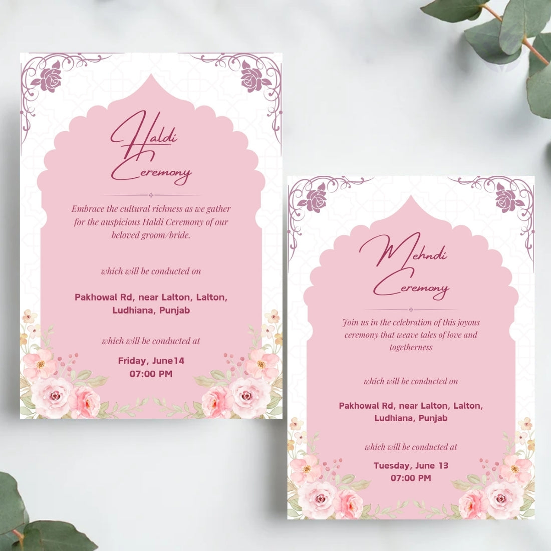 Digital Sikh Wedding Invitation Templates 8 Page Editable Canva Suite Punjabi Wedding Card Set