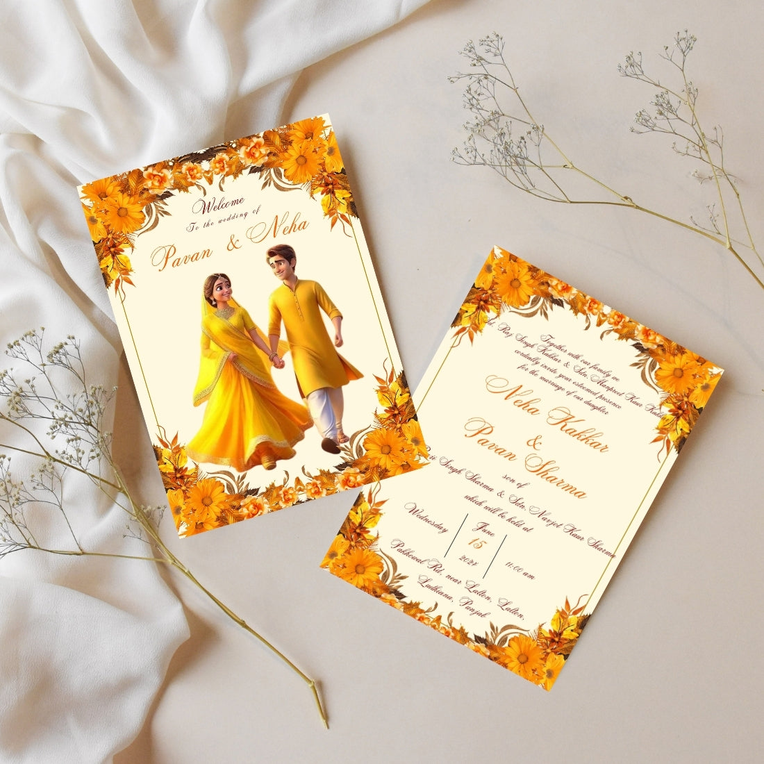 Sikh Wedding Invitation Templates Editable Punjabi Couple Cards Digital Download Canva Invitation Set
