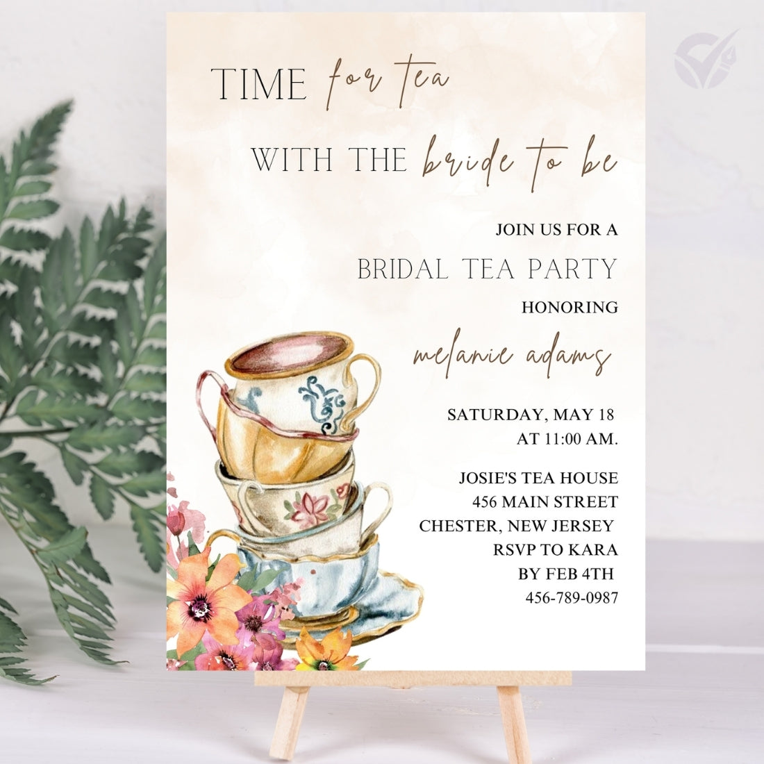 Tea Party Bridal Shower Invitation Editable Canva Template Vintage Garden Party Invite Instant Digital Download