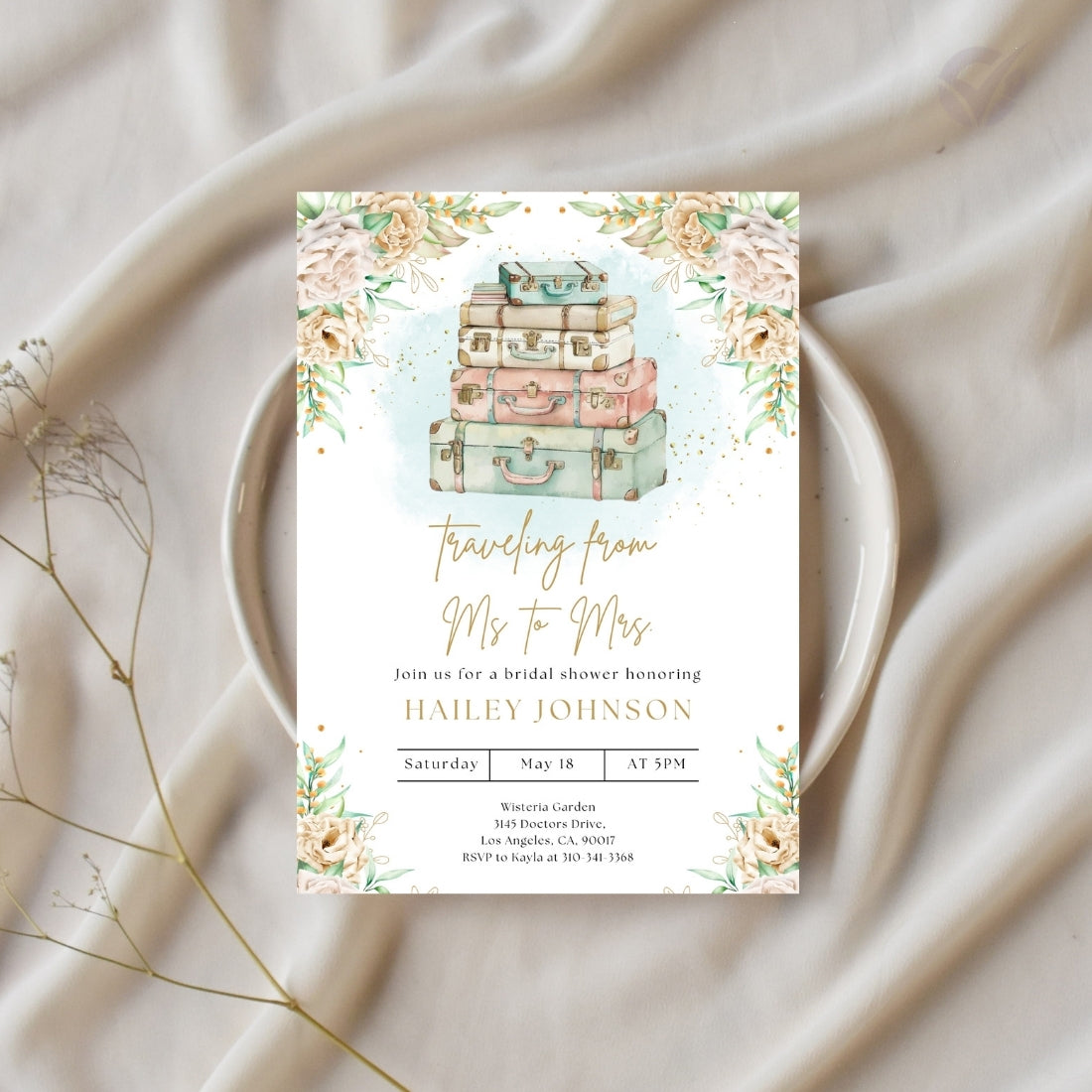 Travel Theme Bridal Shower Invitation Editable Canva Template Destination Bridal Shower Invite Instant Digital Download