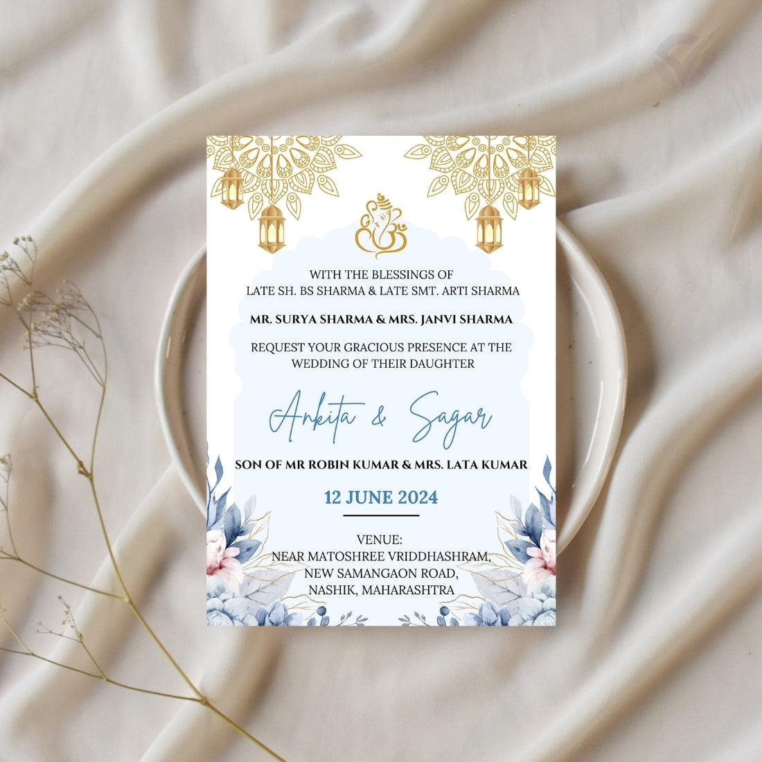 Wedding Invitation Card 2 Page Marathi Theme Editable Canva Template Digital Download