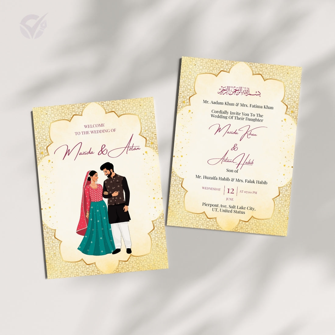Islamic Wedding Invitation Templates 2 Page Editable Canva Design Digital Download