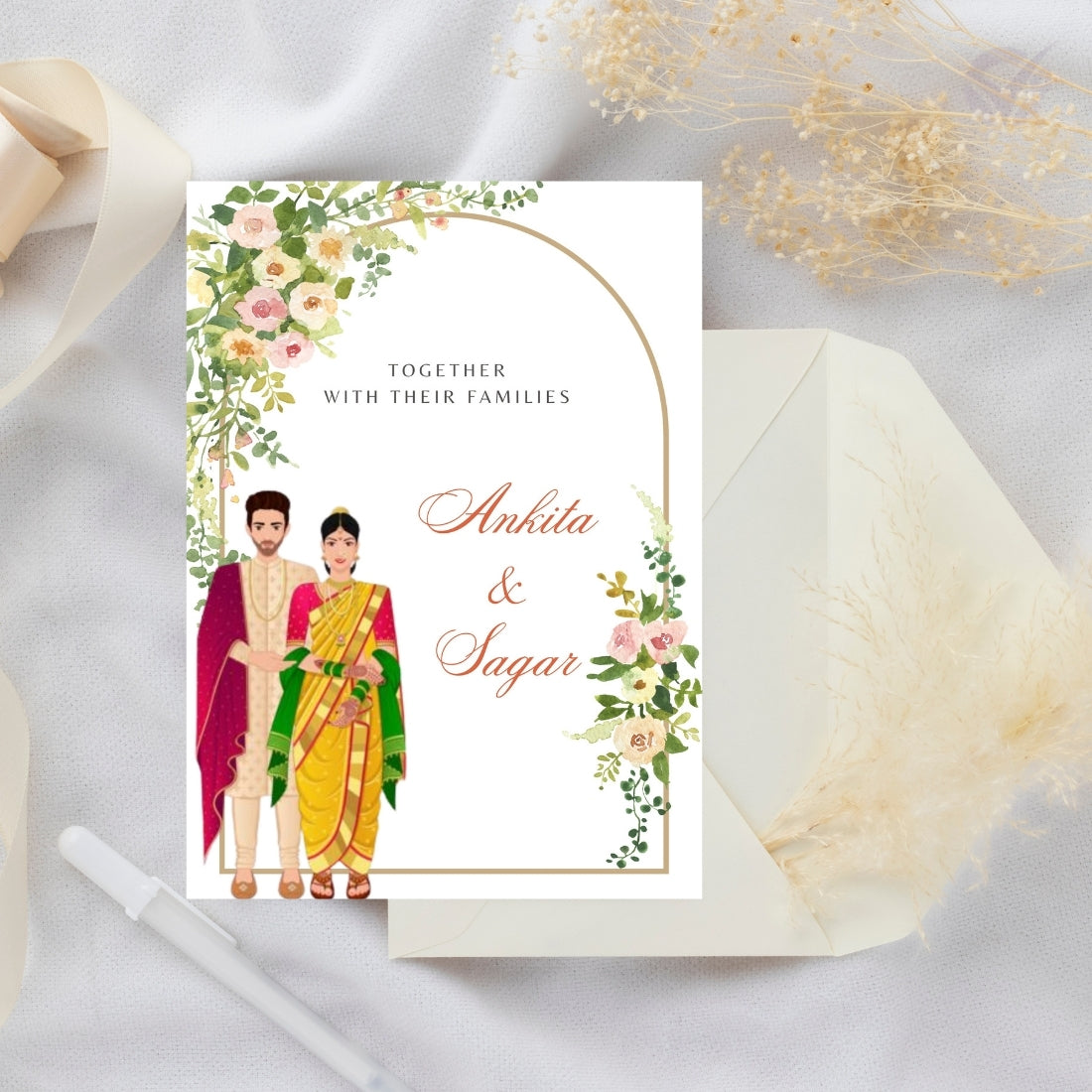 Marathi Wedding Invite Template 2 Page Editable Canva Design Digital Download