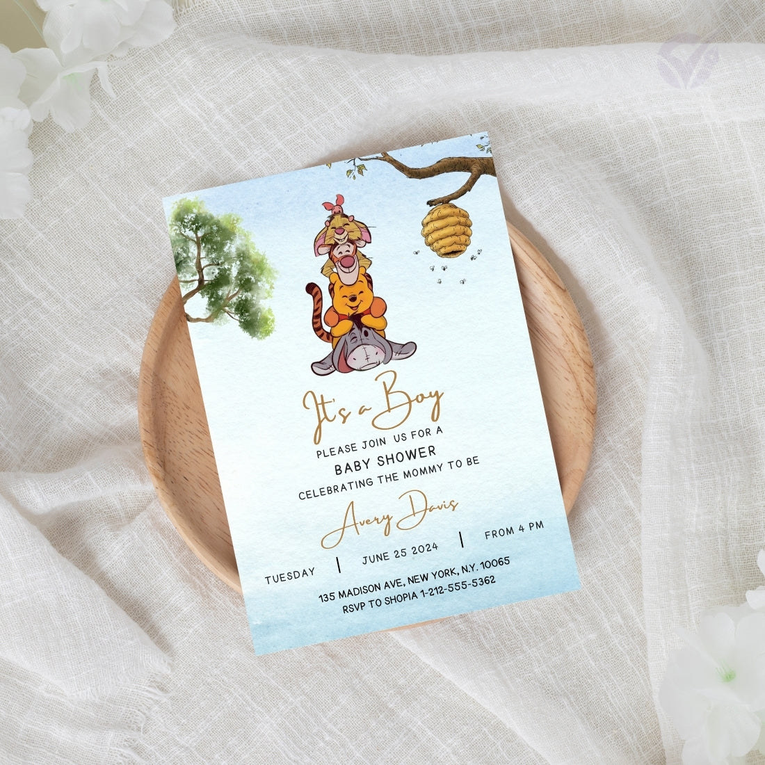 Classic Winnie the Pooh Baby Shower Invitation Editable Canva Template Storybook Baby Shower Invite Instant Digital Download