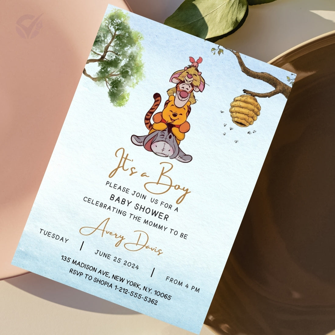 Classic Winnie the Pooh Baby Shower Invitation Editable Canva Template Storybook Baby Shower Invite Instant Digital Download