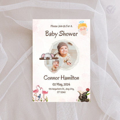 Baby Shower Invitation for Boy Editable Canva Template Baby Shower Invite Instant Digital Download
