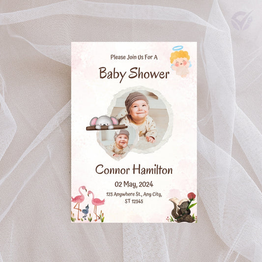 Baby Shower Invitation for Boy Editable Canva Template Baby Shower Invite Instant Digital Download