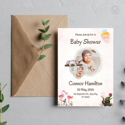 Baby Shower Invitation for Boy Editable Canva Template Baby Shower Invite Instant Digital Download