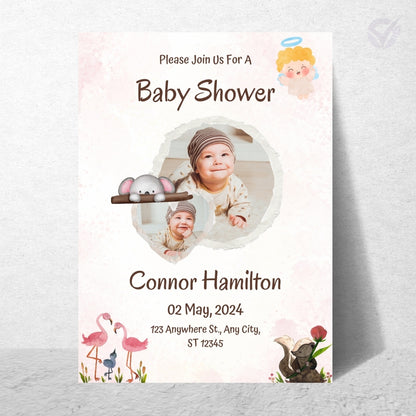 Baby Shower Invitation for Boy Editable Canva Template Baby Shower Invite Instant Digital Download