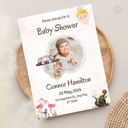 Baby Shower Invitation for Boy Editable Canva Template Baby Shower Invite Instant Digital Download