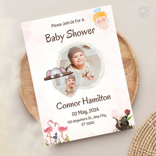 Baby Shower Invitation for Boy Editable Canva Template Baby Shower Invite Instant Digital Download