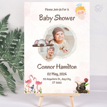 Baby Shower Invitation for Boy Editable Canva Template Baby Shower Invite Instant Digital Download