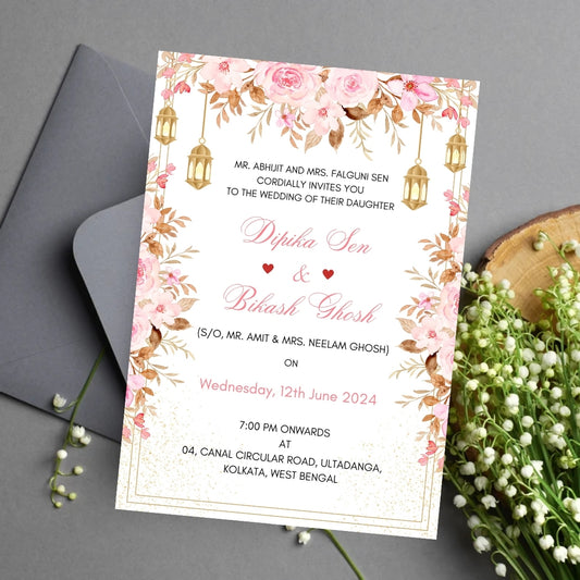 Bengali Wedding Invitation Card in English | Editable Canva Template | 2-Page Digital E-Invite