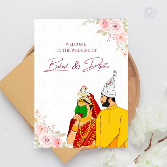 Bengali Hindu Wedding Invitation Cards – 5×7 Editable Canva Template | Traditional Digital Invite