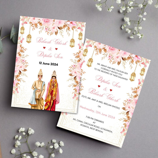 Bengali Wedding Invitation 2 Page Editable Canva Template Traditional Indian Wedding Card Instant Digital Download