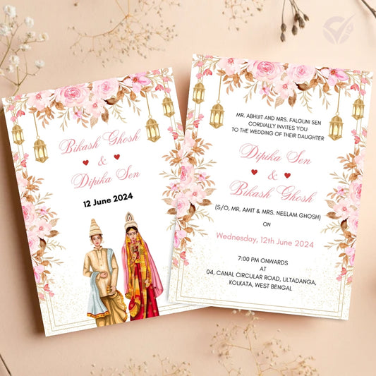 Bengali Wedding Invitation 2 Page Editable Canva Template Traditional Indian Wedding Card Instant Digital Download