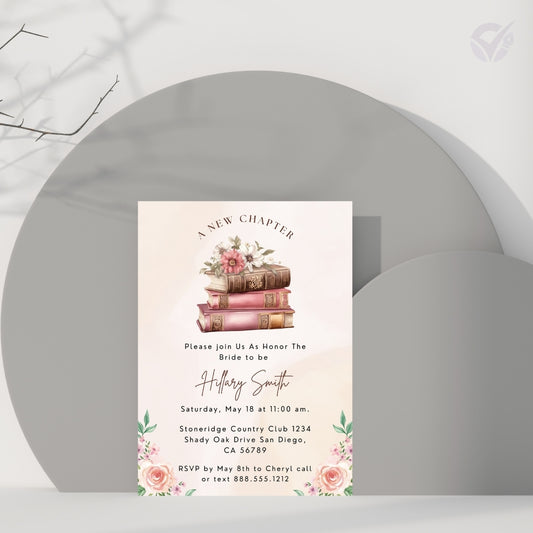 Book Themed Bridal Shower Invitation Editable Canva Template Literary Bridal Shower Invite Instant Digital Download