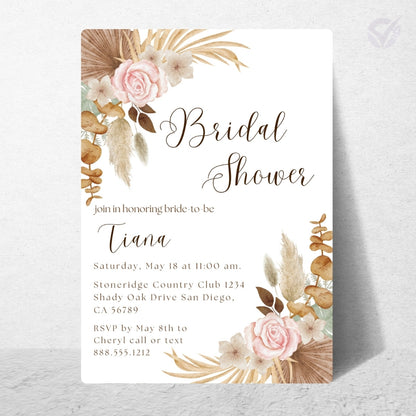Floral Bridal Shower Invitation Editable Canva Template Flower Themed Invite Instant Digital Download