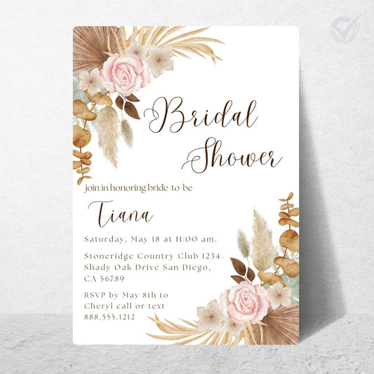Floral Bridal Shower Invitation Editable Canva Template Flower Themed Invite Instant Digital Download