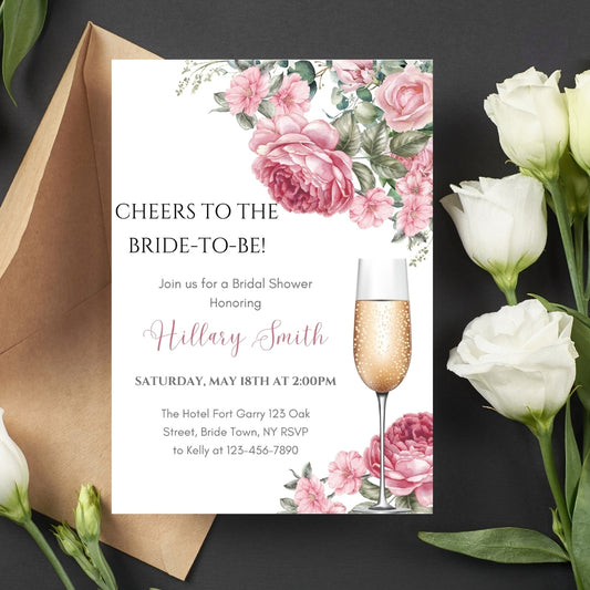 Printable Bridal Shower Invitations Editable Canva Template 5x7 Digital Download