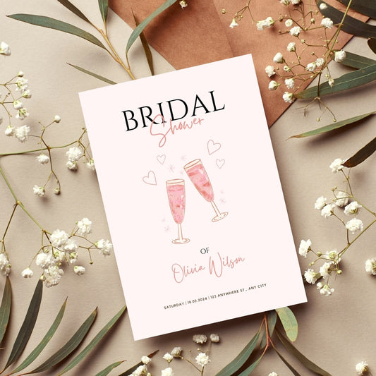 Bridal Shower Invitations Editable Canva Template Digital Download