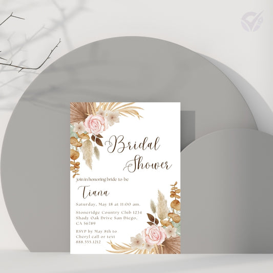 Floral Bridal Shower Invitation Editable Canva Template Flower Themed Invite Instant Digital Download