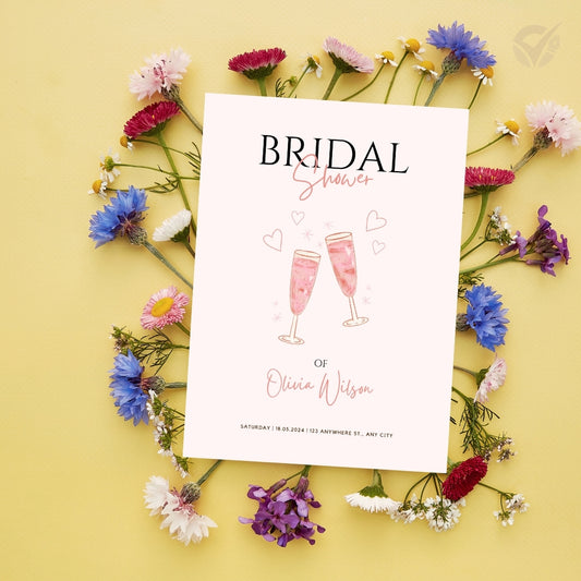 Bridal Shower Invitations Editable Canva Template Digital Download