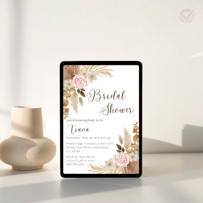 Floral Bridal Shower Invitation Editable Canva Template Flower Themed Invite Instant Digital Download