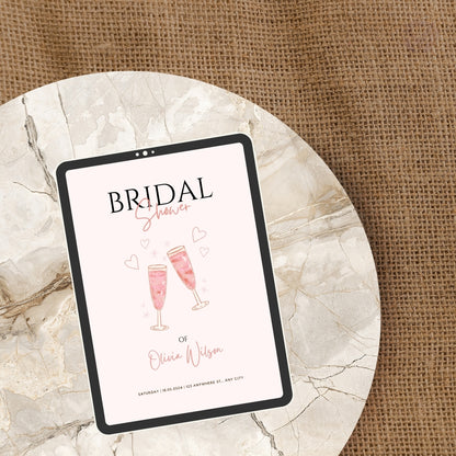 Bridal Shower Invitations Editable Canva Template Digital Download